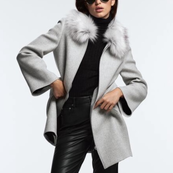 ZARA COAT WITH FAUX FUR COLLAR SZ S - Picture 5 of 10